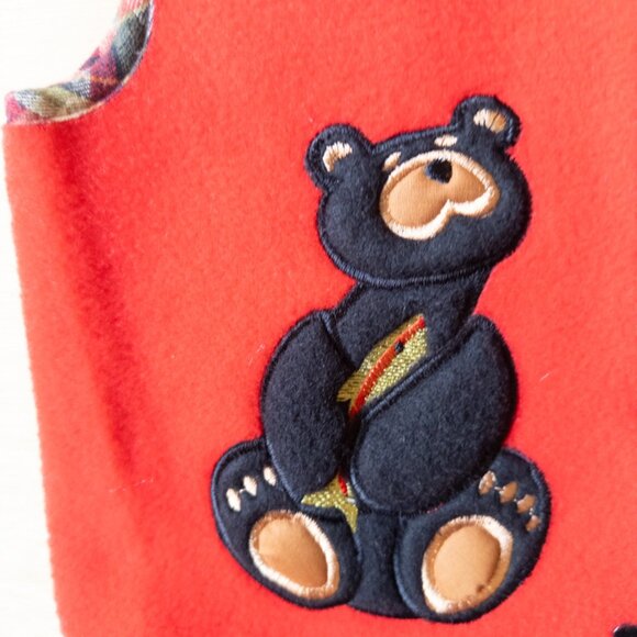 VTG Red Fleece Kids bear‎ Vest - Picture 3 of 3